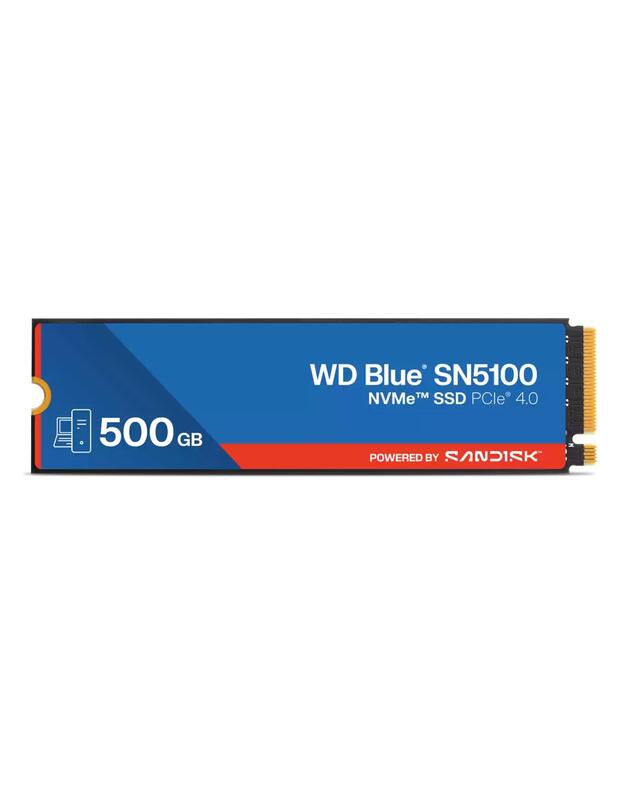 SSD|SANDISK|300xTBW rating|MTBF 1750000 h|Read speed 6600 MB/s|Write speed 5600 MB/s|NVMe Yes|PCI Express 4.0|M.2|500 GB|POWERED BY SANDISK|Blue SN5100|WDS500G5B0E-00CPE0