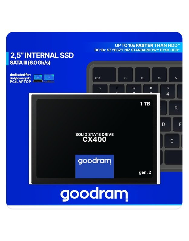 SSD|GOODRAM|CX400 GEN.2|1TB|SATA|3D TLC|Write speed 500 MBytes/sec|Read speed 550 MBytes/sec|2,5 |TBW 720 TB|MTBF 2000000 hours|SSDPR-CX400-01T-G2
