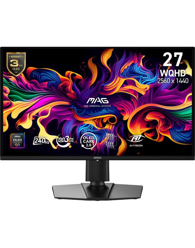 Monitor|MSI|26.5  |2560 x 1440 pixels|Wide Quad HD|Native aspect ratio 16:9|QD-OLED|Flat|MAG274QPQD-OLEDX24