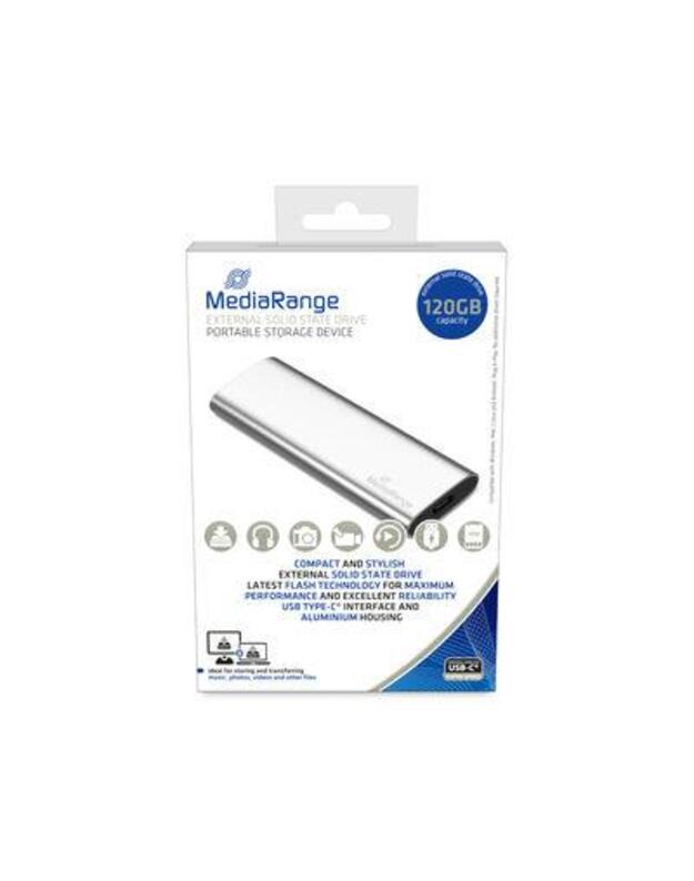 External SSD|MEDIARANGE|Read speed 450 MB/s|Write speed 420 MB/s|Form factor M.2|NVMe Yes| 120 GB|MR1100