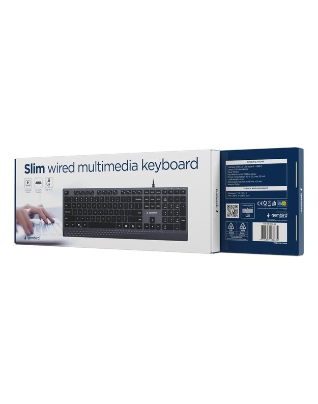 Multimedijos klaviatūra Gembird USB, ENG, juoda (KB-MCH-06)
