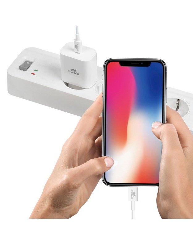 Sieninis telefono įkroviklis Rivacase, baltas (PS4101 W00)