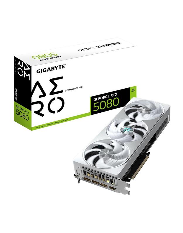 Graphics Card|GIGABYTE|NVIDIA GeForce RTX 5080|16 GB|GDDR7|256 bit|PCIE 5.0 16x|GPU 2617 MHz|Dual Slot Fansink|1xHDMI|3xDisplayPort|GV-N5080AEROOC-16GD1.0