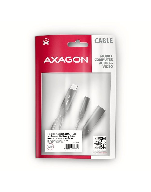SOUND CARD ADAPTER USB-C/3.5MM/HI-RES DAC ADA-HCPD AXAGON