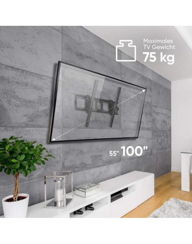 Sieninis televizoriaus laikiklis Onkron 55–100", juodas (UT4-B)