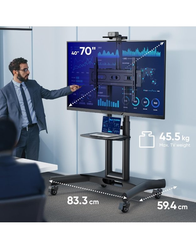 Mobilus televizoriaus stovas Onkron 40–70", juodas (TS1551-B)