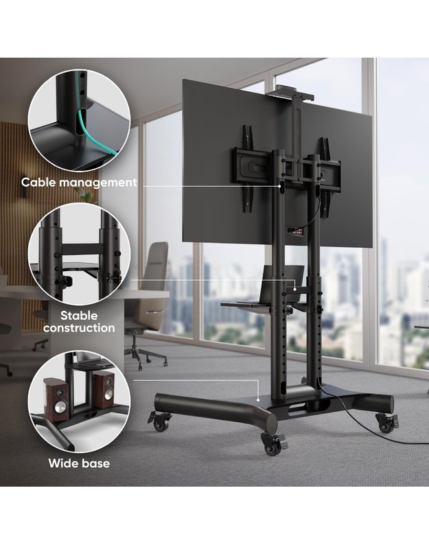 Mobilus televizoriaus stovas Onkron 40–70", juodas (TS1551-B)