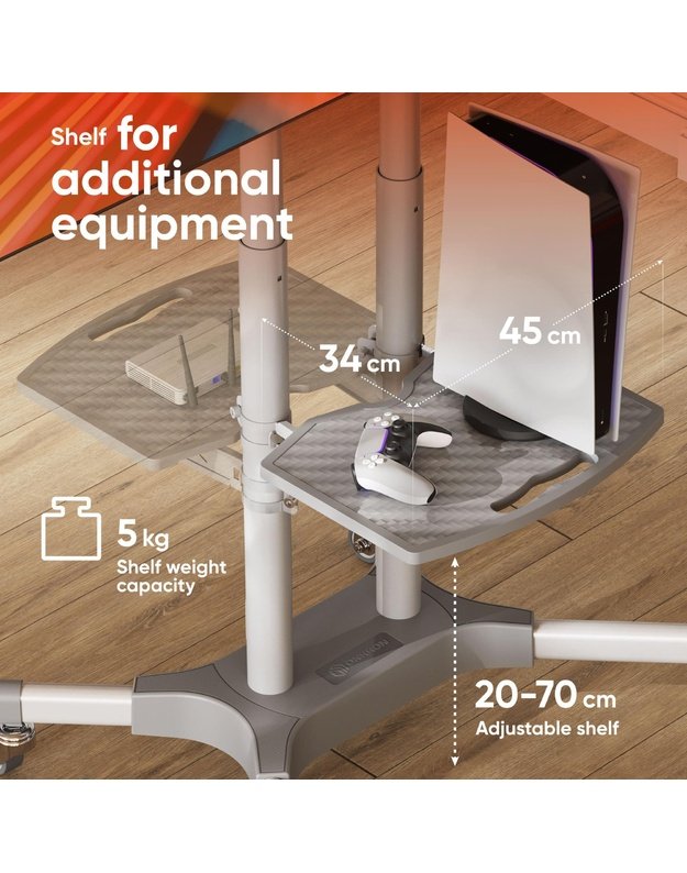Mobilus televizoriaus stovas Onkron 32–65", baltas (TS1351-W)