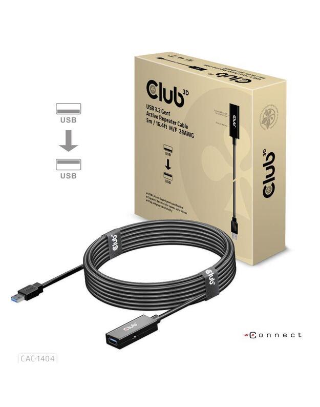 CABLE USB3.2 TO USB3.2 5M/M/F CAC-1404 CLUB3D