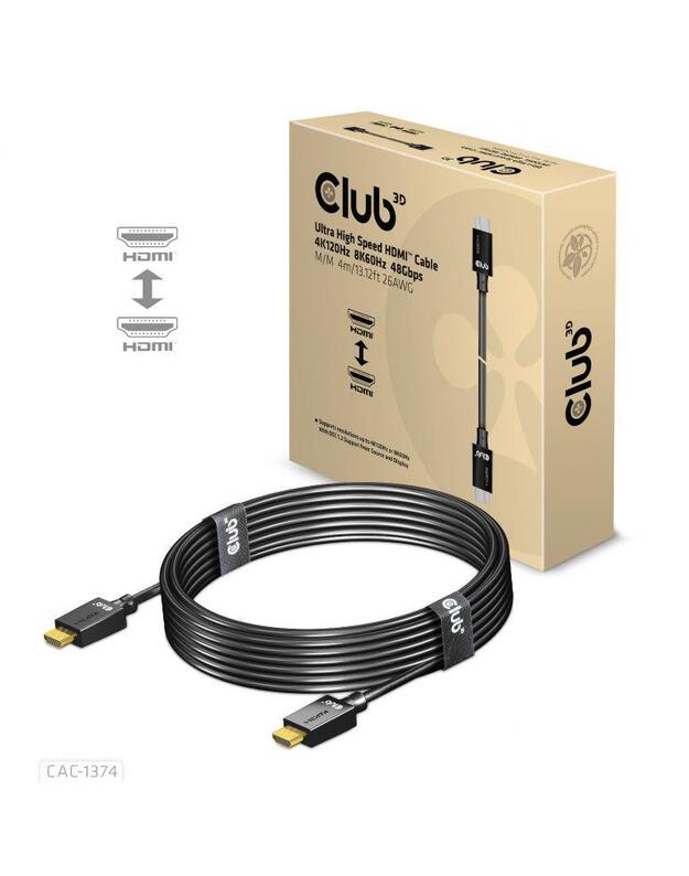 CABLE HDMI TO HDMI 4M/M/M CAC-1374 CLUB3D