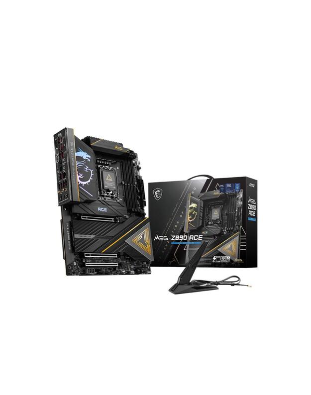 Mainboard|MSI|Intel Z890|LGA1851|ATX|Memory DDR5|Memory slots 4|3xPCI-Express 16x|5xM.2|1xHDMI|1xAudio-In|1xAudio-Out|11xUSB 3.1|2xUSB-C|2xUSB-C w/Thunderbolt|1xOptical S/PDIF|1xRJ45|MEGZ890ACE