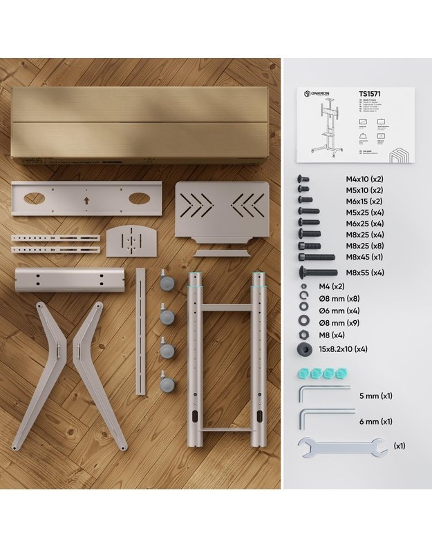 TV SET ACC MOBILE STAND/32-75 /CHAMPAGNE TS1571-C ONKRON