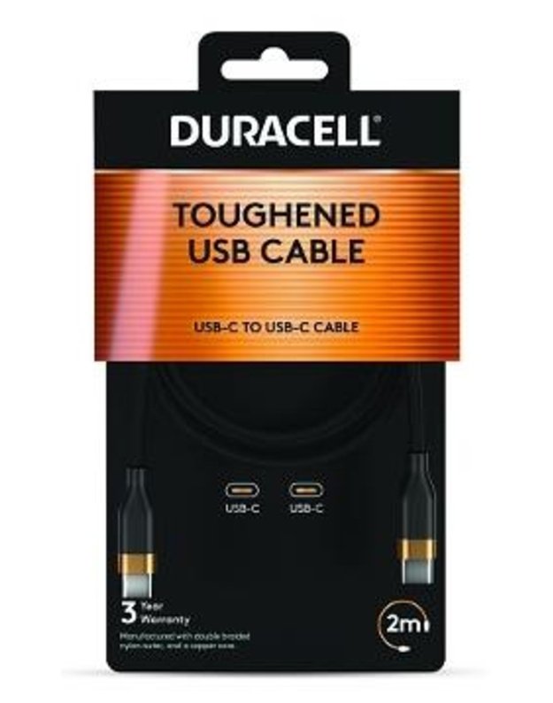 Kabelis Duracell USB-C – USB-C, 2 m (DRU5020A)
