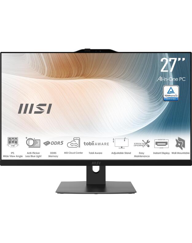 Monoblock PC|MSI|CPU Intel|Intel Core 5|Intel Core 5|120U|RAM 16 GB|DDR5-SDRAM|Screen 27  |1920 x 1080 pixels|Storage 512 GB|SSDs 512 GB|Not available|On-board graphics Yes|Intel&reg; Graphics|Black|OS Windows 11 Pro|MODERNAM272P1M-855EU
