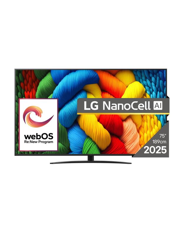 TV Set|LG|75 |4K/Smart|3840x2160|Wireless LAN|Bluetooth|webOS|Black|75NANO81A3A