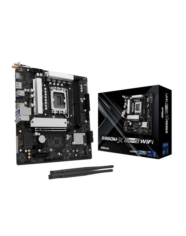 Mainboard|ASROCK|Intel B860|LGA 1851 (Socket V1)|micro ATX|RAM DDR5-SDRAM|2xSlots|Wi-Fi Yes|Bluetooth Yes|1xNumber of M.2 (M) slots|B860M-XGEN5WIFI