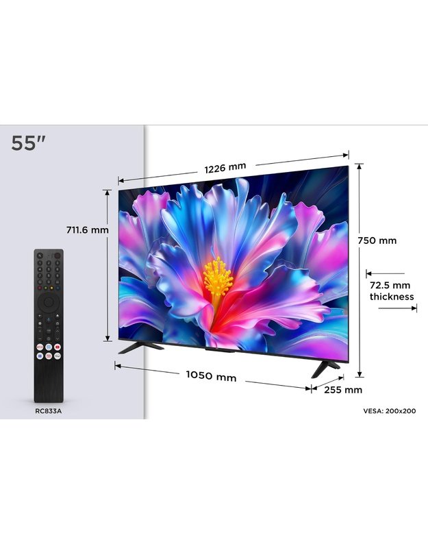 TV Set|TCL|55  |4K Ultra HD|3840 x 2160 pixels|Flat|16:9|QLED|55P6L
