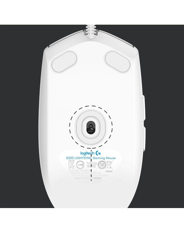 MOUSE USB OPTICAL G203/WHITE 910-005797 LOGITECH