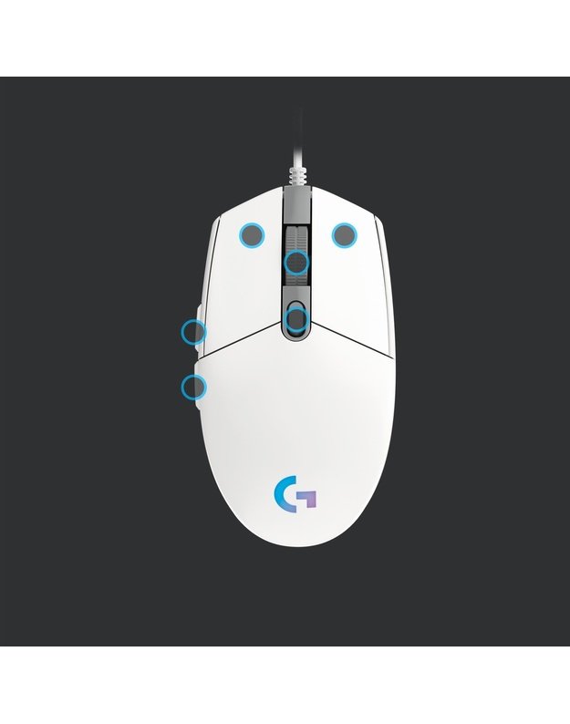 MOUSE USB OPTICAL G203/WHITE 910-005797 LOGITECH