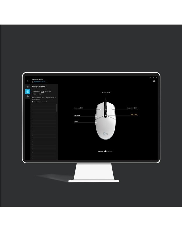 MOUSE USB OPTICAL G203/WHITE 910-005797 LOGITECH