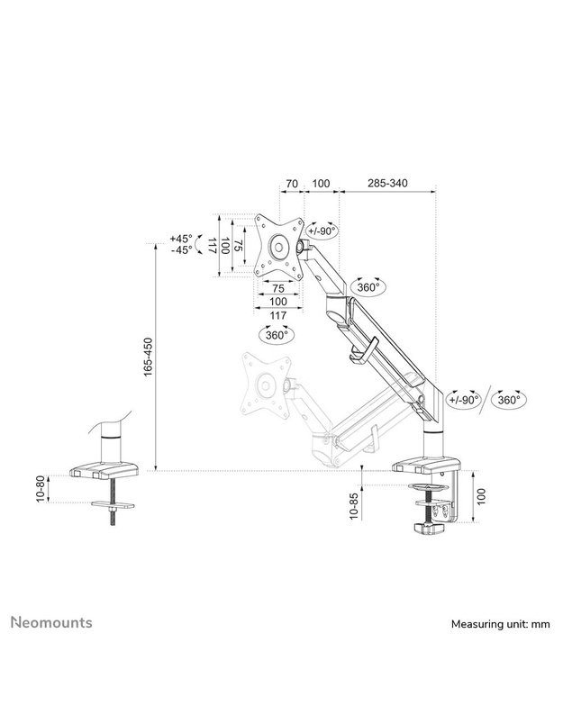 Monitoriaus stalo laikiklis Neomounts 17–32" (DS70-810BL1)