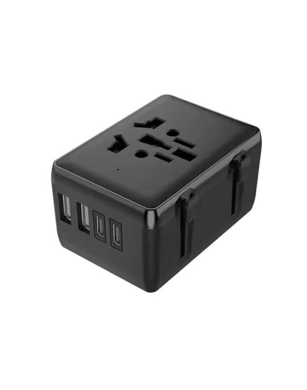 Techsuit HHT203A PD20W, 2 x USB, 2 x адаптера дорожного зарядного устройства Type-C для ЕС, Великобритании, Австралии, США, черный