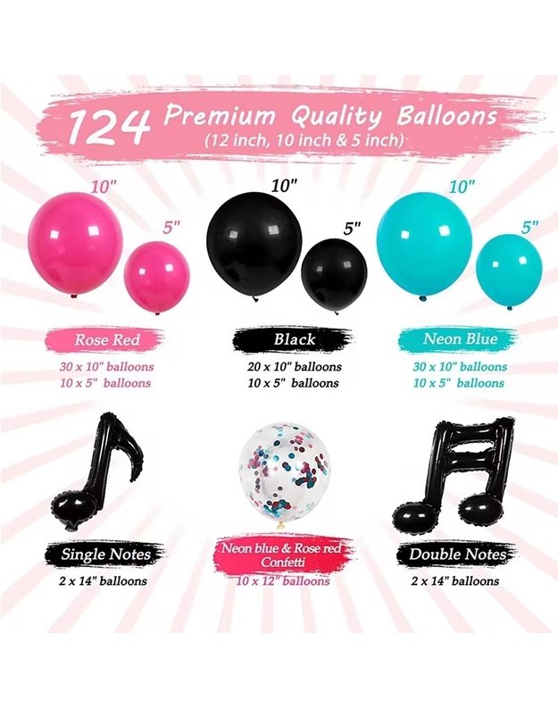 Music Theme balionų rinkinys (124 vnt) 3