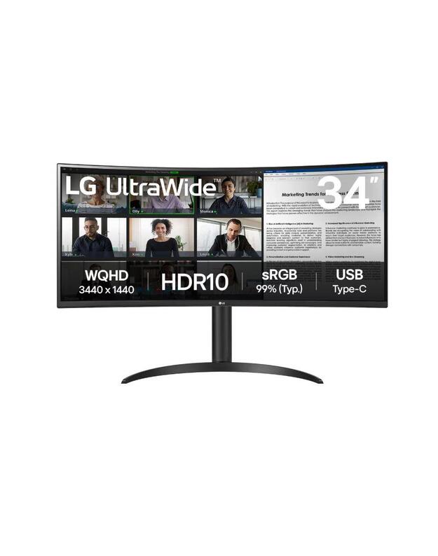LCD Monitor|LG|34WR55QK-B|34 |Business/Curved/21 : 9|Panel VA|3440x1440|21:9|100Hz|5 ms|Height adjustable|Tilt|Colour Black|34WR55QK-B