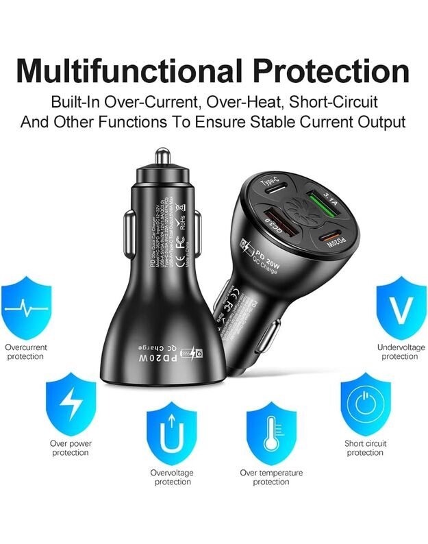 DreamQo BK 362 QC3.0 2PD 20W car charger, black