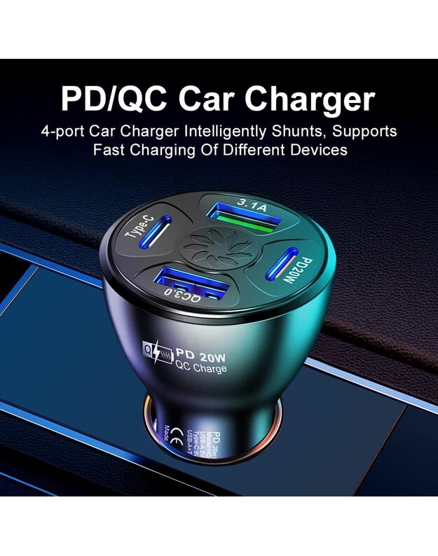 DreamQo BK 362 QC3.0 2PD 20W car charger, black
