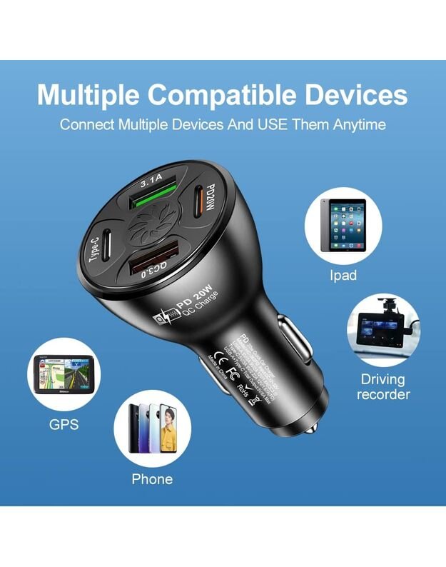 DreamQo BK 362 QC3.0 2PD 20W car charger, black