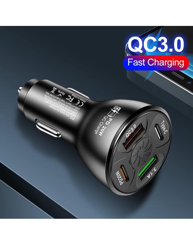 DreamQo BK 362 QC3.0 2PD 20W car charger, black