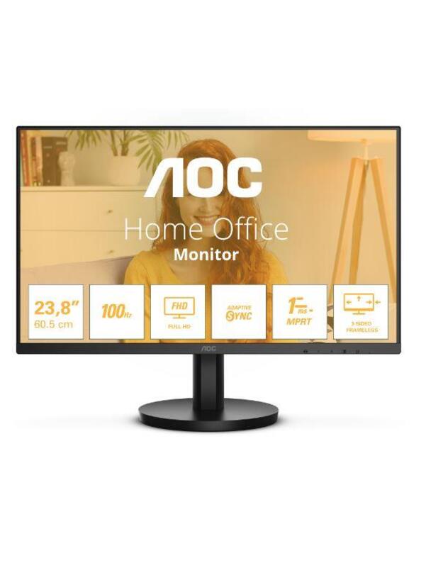 LCD Monitor|AOC|24 |Panel VA|1920x1080|16:9|100 Hz|Matte|1 ms|Speakers|Tilt|Colour Black|24B3HMA2