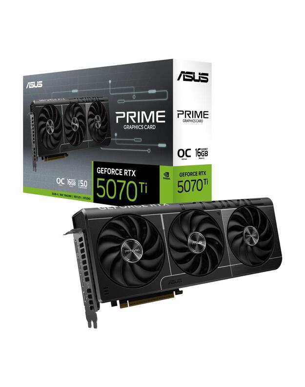 Graphics Card|ASUS|NVIDIA GeForce RTX 5070 Ti|16 GB|GDDR7|256 bit|PCIE 5.0 16x|GPU 2527 MHz|Triple slot Fansink|1xHDMI|3xDisplayPort|PRIME-RTX5070TI-O16G