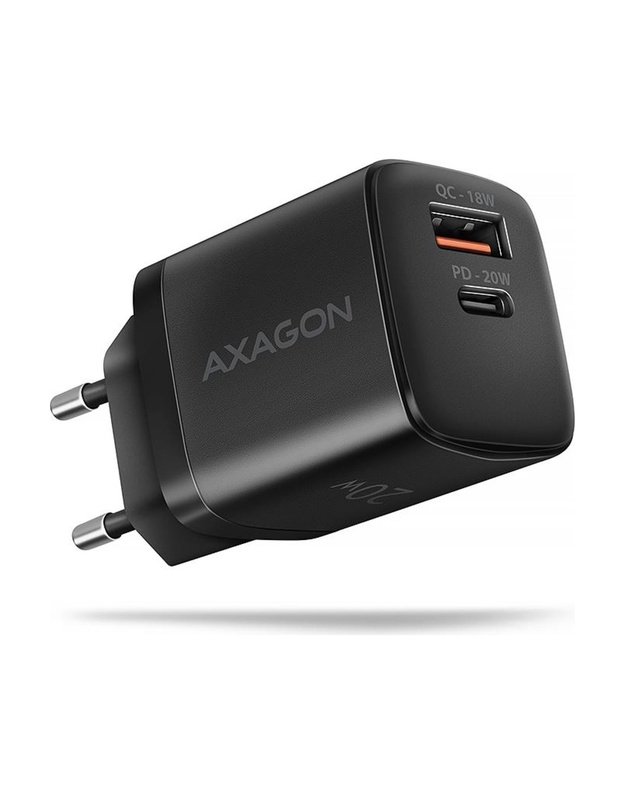 Sieninis įkroviklis Axagon USB 20W, 2 prievadai, juodas (ACU-PQ20)