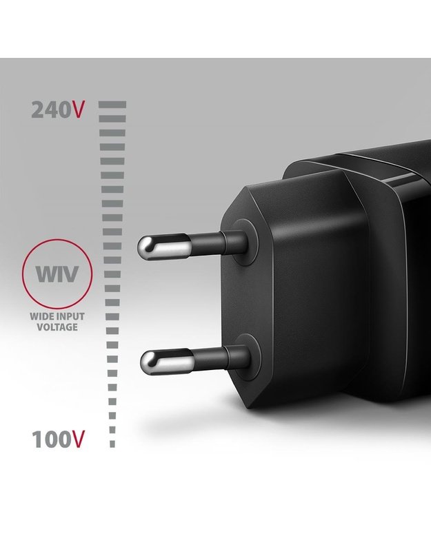 Sieninis įkroviklis Axagon USB 20W, 2 prievadai, juodas (ACU-PQ20)