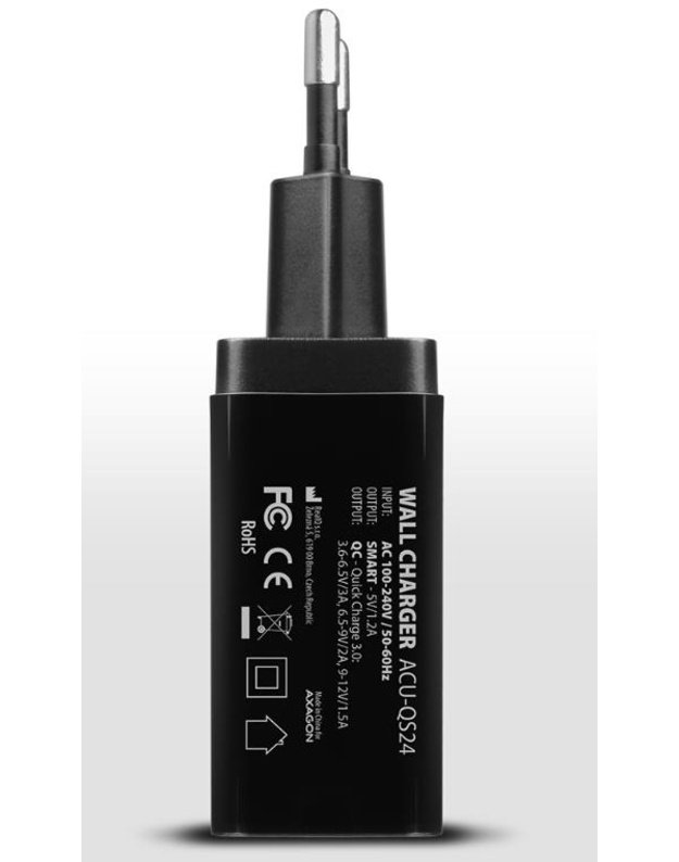 Sieninis USB įkroviklis AXAGON 24W, 2 prievadai (ACU-QS24)