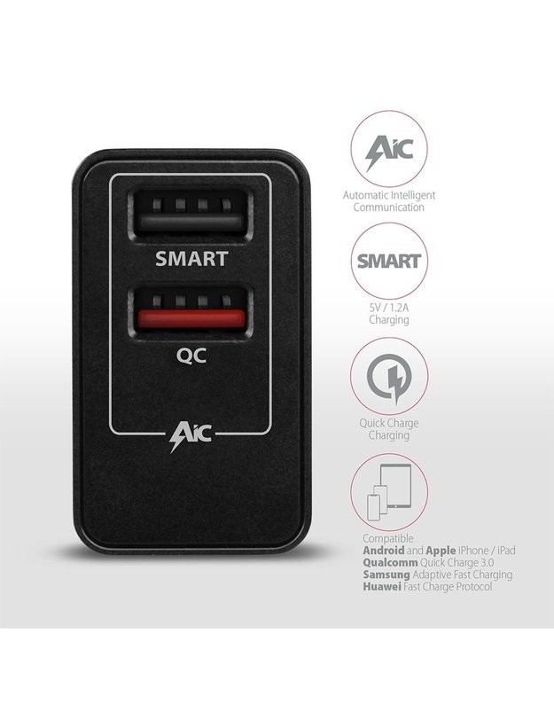 Sieninis USB įkroviklis AXAGON 24W, 2 prievadai (ACU-QS24)