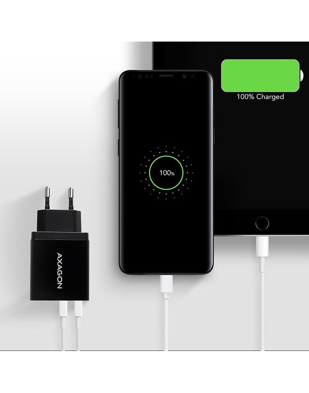 Sieninis USB įkroviklis AXAGON 24W, 2 prievadai (ACU-QS24)