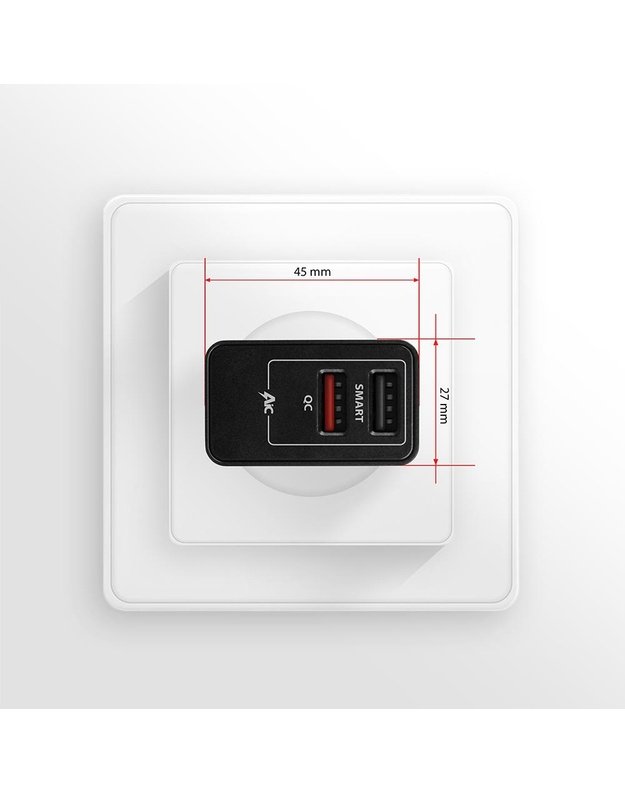 Sieninis USB įkroviklis AXAGON 24W, 2 prievadai (ACU-QS24)