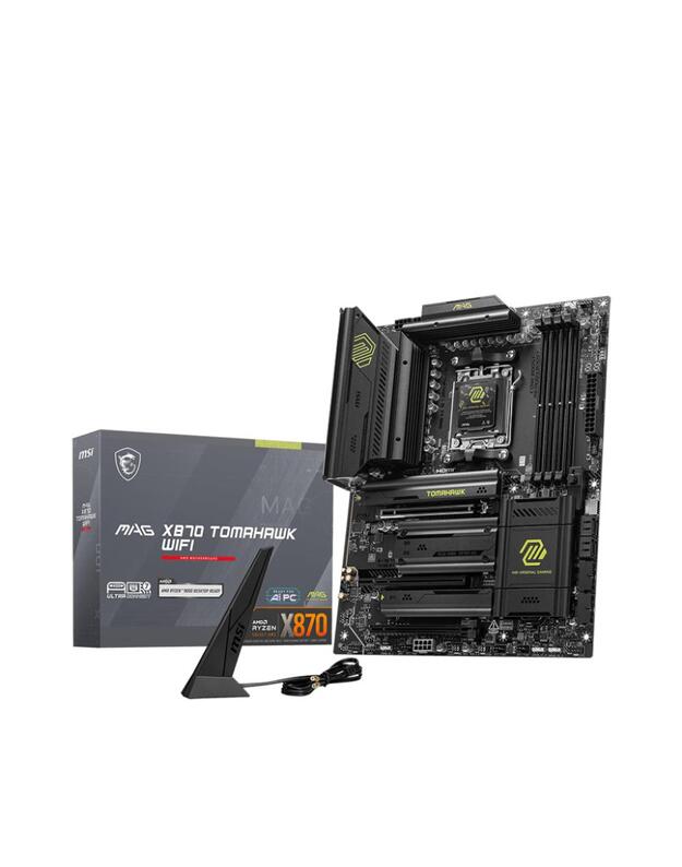 Mainboard|MSI|AMD X870|SAM5|ATX|Memory DDR5|Memory slots 4|1xPCI-Express 1x|3xPCI-Express 16x|4xM.2|1xHDMI|1xAudio-In|1xAudio-Out|4xUSB 2.0|4xUSB 3.2|3xUSB-C|1xRJ45|MAGX870TOMAHAWKWIFI