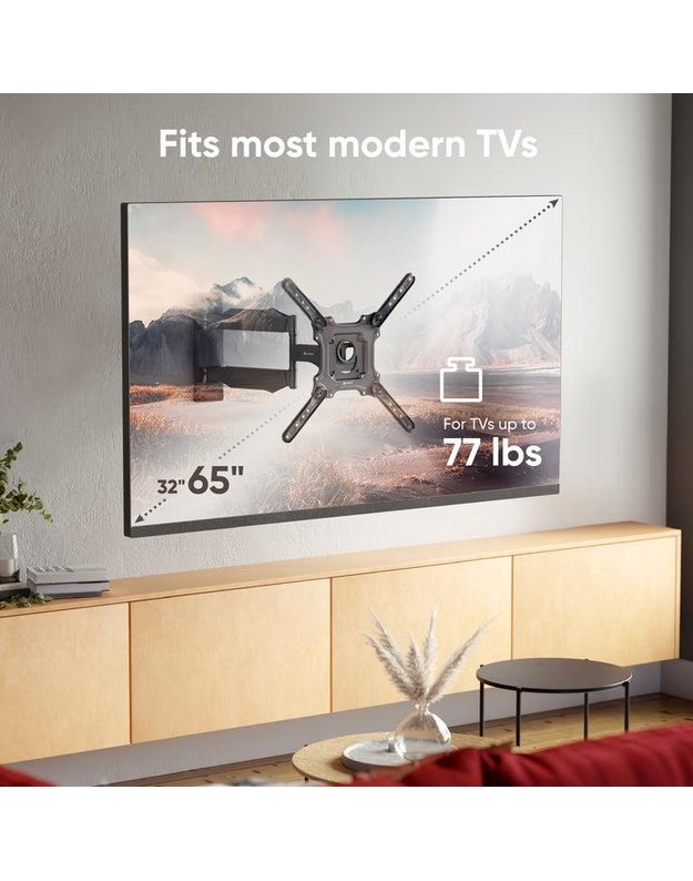 Sieninis televizoriaus laikiklis Onkron 32–65", juodas (M4-B)