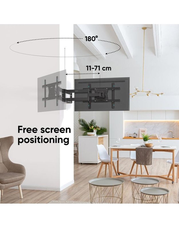 Sieninis televizoriaus laikiklis Onkron 40–75", juodas (M7L-B)