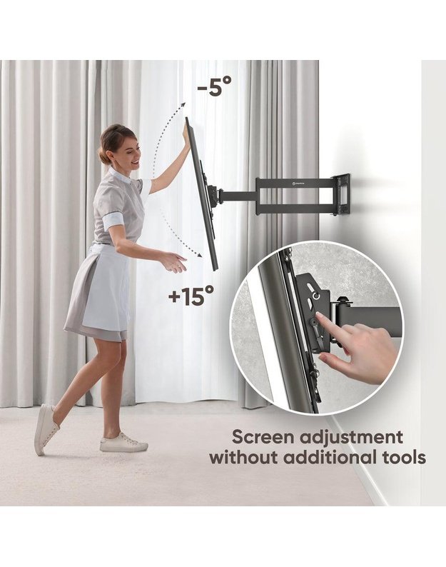 Sieninis televizoriaus laikiklis Onkron 40–75", juodas (M7L-B)