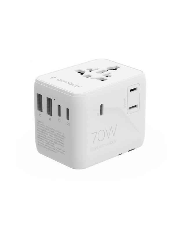 POWER ADAPTER TRAVEL 70W/WHITE TPA-2A3C70-01-W GEMBIRD