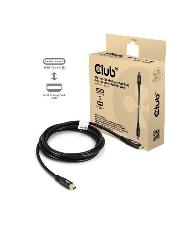 CABLE USB-C TO MINI DP 1.2M/M/M CAC-1561 CLUB3D
