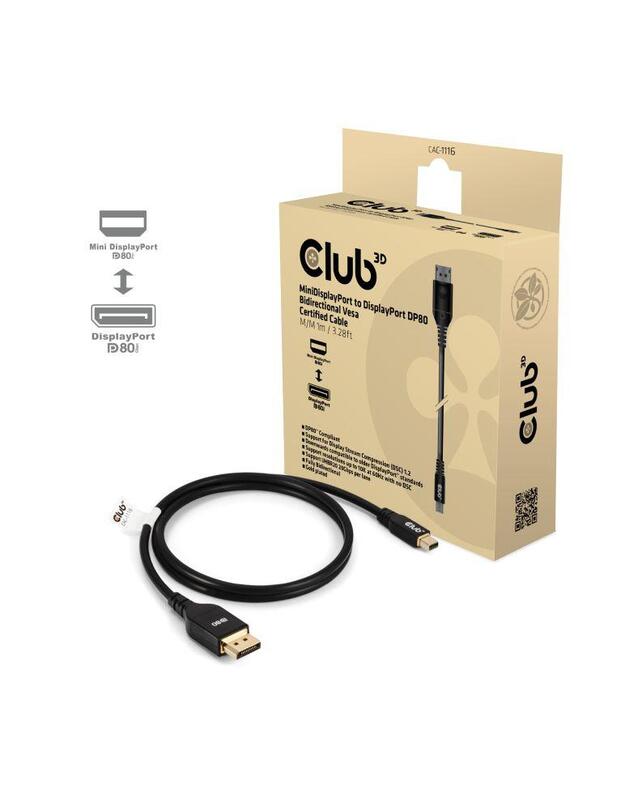 CABLE MINI DP TO DP 1M/M/M CAC-1116 CLUB3D