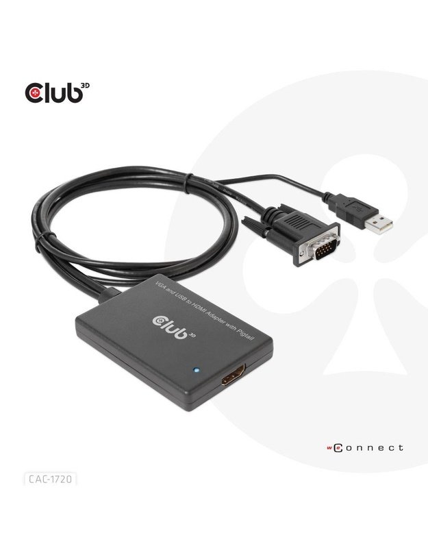 I/O ADAPTER VGA TO HDMI+USB/0.6M M/F CAC-1720 CLUB3D