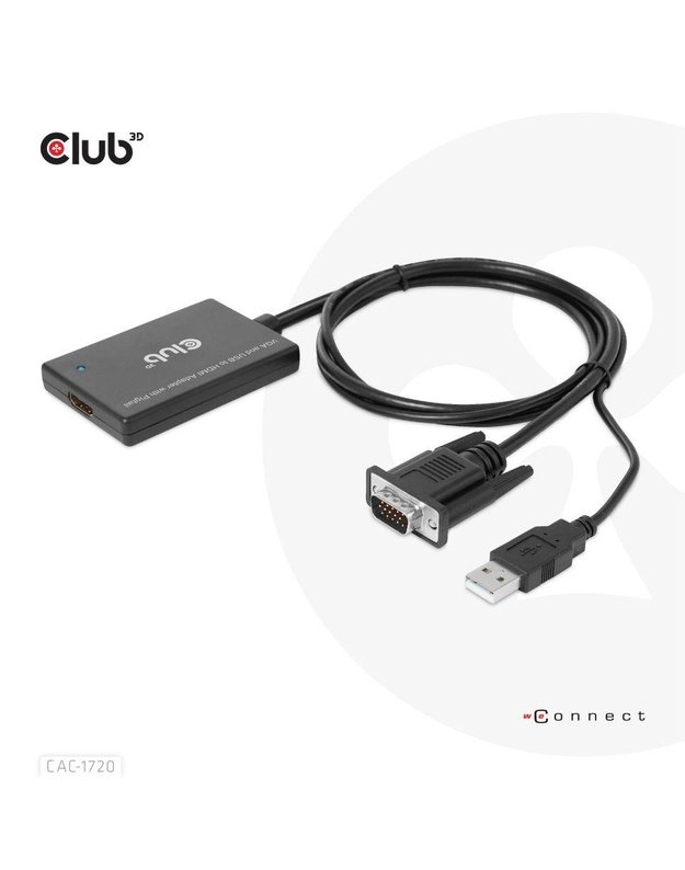 I/O ADAPTER VGA TO HDMI+USB/0.6M M/F CAC-1720 CLUB3D