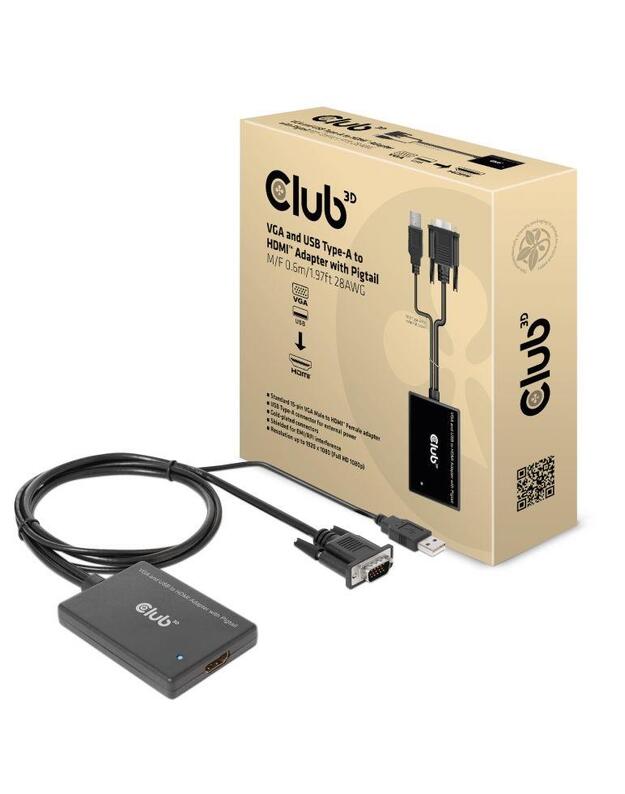 I/O ADAPTER VGA TO HDMI+USB/0.6M M/F CAC-1720 CLUB3D